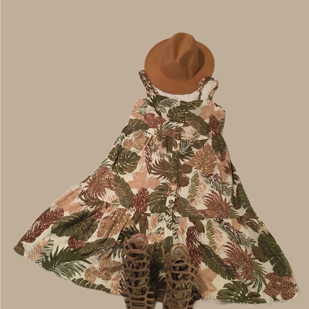Green/brown flower sun dress